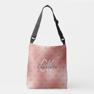 Bolsa Ajustável Monograma elegante em dourado rosa em letra cursiv