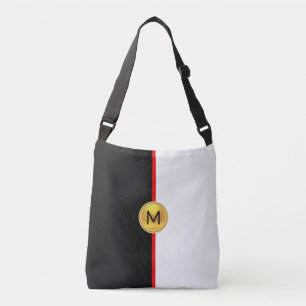 Bolsa Ajustável Monograma em preto e branco com linha vermelha