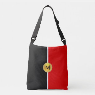 Bolsa Ajustável Monograma em Preto e Vermelho com Linha Branca