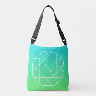 Bolsa Ajustável Monograma Geométrico legal Azul e Verde limão