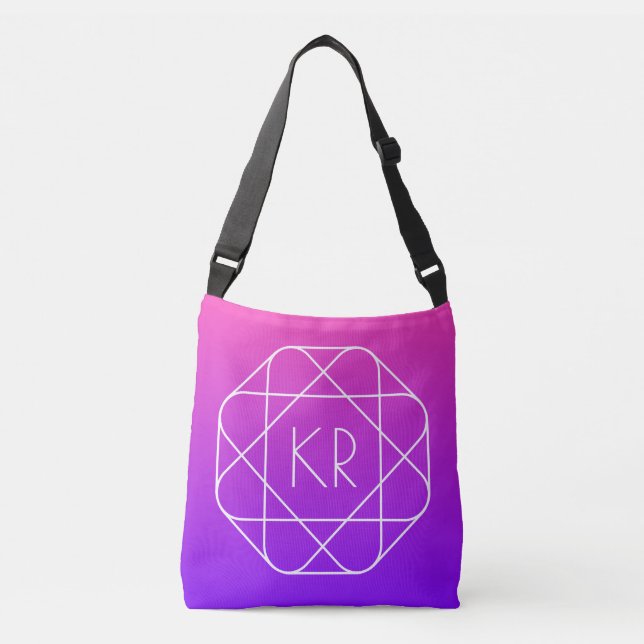 Bolsa Ajustável Monograma Geométrico legal | Violeta púrpura magen (Frente)