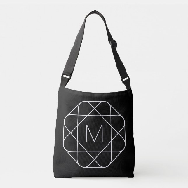 Bolsa Ajustável Monograma Geométrico Preto e Branco (Frente)