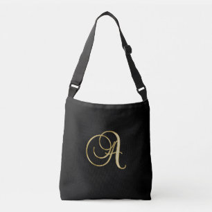 Bolsa Ajustável Monograma inicial em ouro a preto.