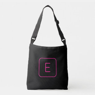 Bolsa Ajustável Monograma inicial estilizado moderno Rosa e Pret