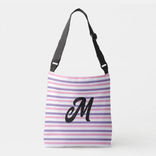 Bolsa Ajustável Monograma Listras Rosa Lavanda Branco