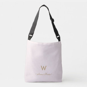 Bolsa Ajustável Monograma moderno em rosa bege dourado com letra c