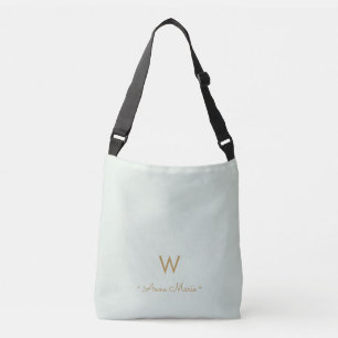 Bolsa Ajustável Monograma Moderno em Verde Sage e Dourado