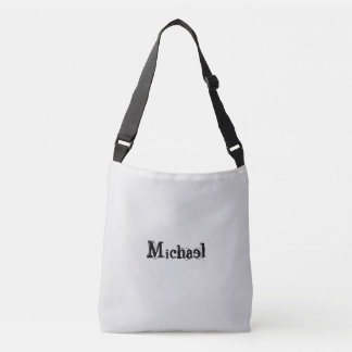 Bolsa Ajustável Monograma moderno minimalista, nome cinza negra