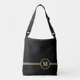 Bolsa Ajustável Monograma personalizado de ouro elegante a preto