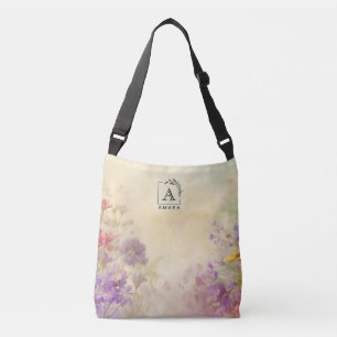 Bolsa Ajustável Monograma Personalizado Floral Vintage Sereno