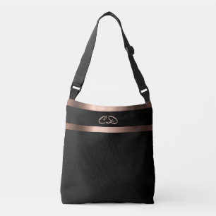 Bolsa Ajustável Monograma preto rosa, monograma, elegante