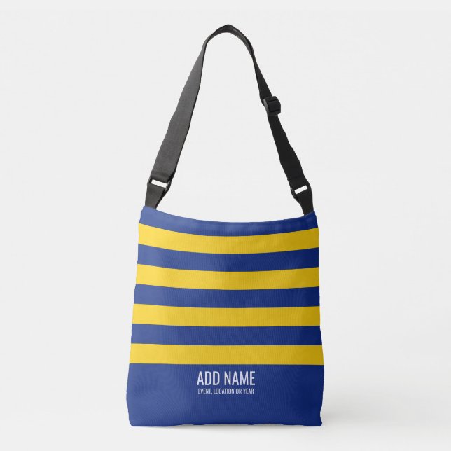 Bolsa Ajustável Monograma Simples de Râguebi - Marinho e Amarelo (Frente)
