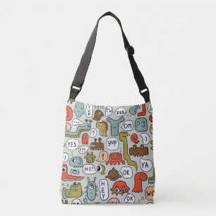 Bolsa Ajustável Monstros de Cartoons Bonitos: Fundo Ininterrupto
