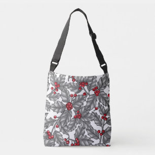 Bolsa Ajustável Morango Holly, folhas de cinza em branco