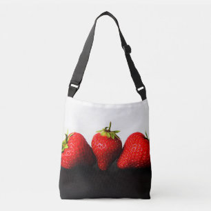 Bolsa Ajustável Morangos Em Branco Sobre Bagbcn Preto