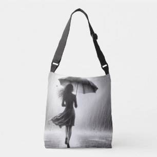 Bolsa Ajustável Mulher caminhando pacificamente na chuva com guard