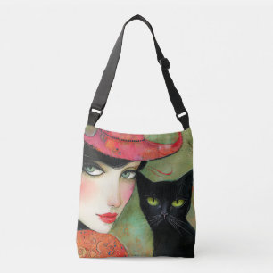 Bolsa Ajustável Mulher Chic e Gato Negro