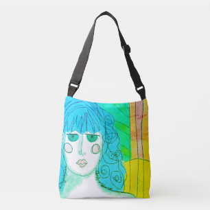 Bolsa Ajustável Mulher com Abstrato de cabelo azul