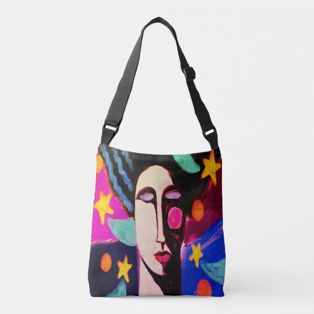 Bolsa Ajustável Mulher com pintura de Abstrato Stars (Frente)