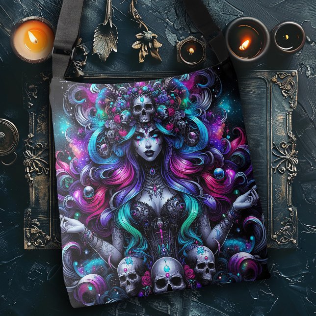Bolsa Ajustável Mulher Gótica com Caveiras em Pastel (Criador carregado)