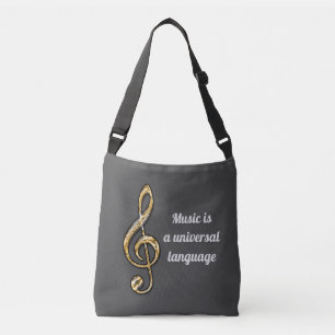 Bolsa Ajustável Música é Universal Dourado Silver Clef Symbol Musi