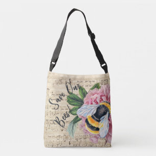 Bolsa Ajustável Música para a peônia cor-de-rosa das abelhas