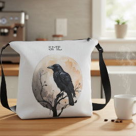 Bolsa Ajustável Mystical Raven Moon Art Crossbody Bag
