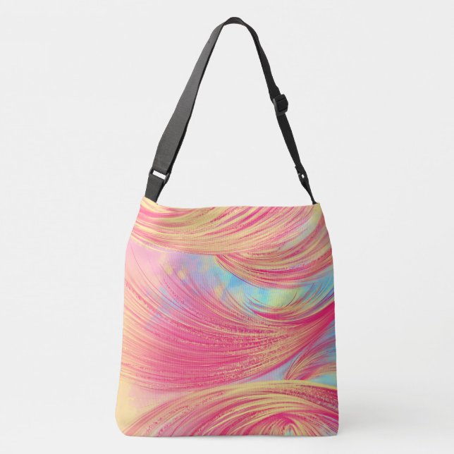 Bolsa Ajustável Na moda amarelo-rosa Abstrato (Verso)