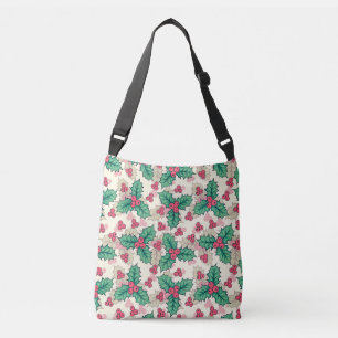 Bolsa Ajustável Natais vintages Elegante Holly Floral Padrão