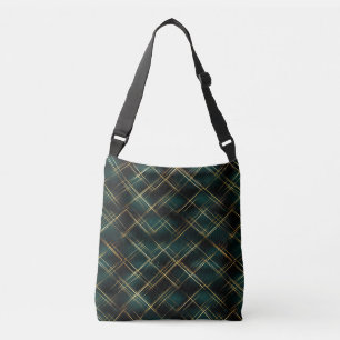 Bolsa Ajustável Natal da Xadrez de Tartan Verde Dourado e Escuro