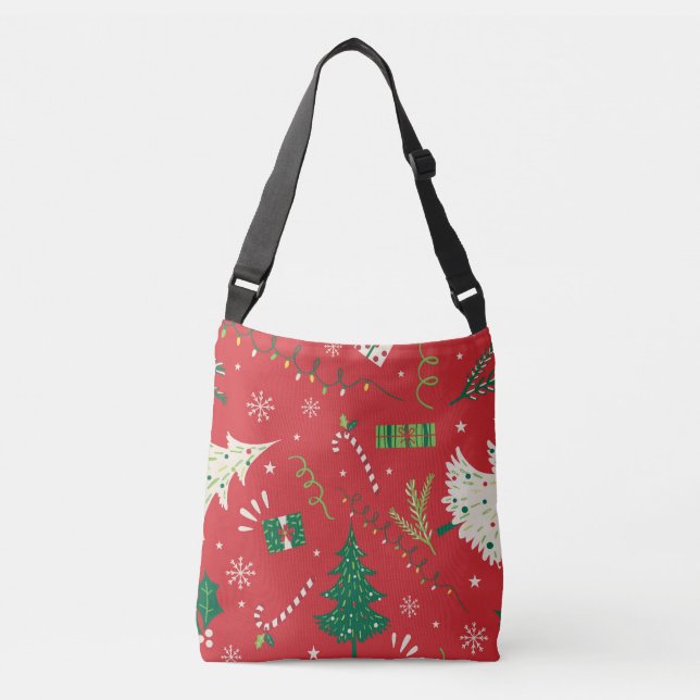 Bolsa Ajustável Natal vintage: design ornamental. (Frente)