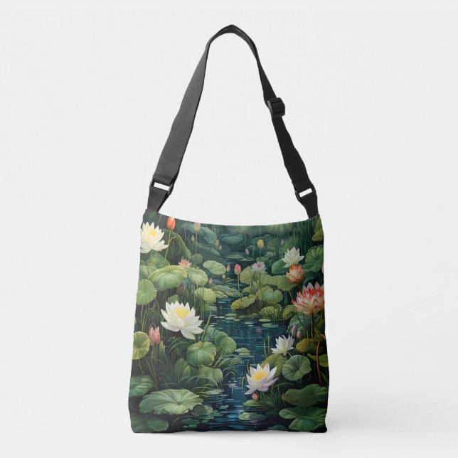 Bolsa Ajustável Natureza Lotus Water Lily Pond Landscape (Frente)