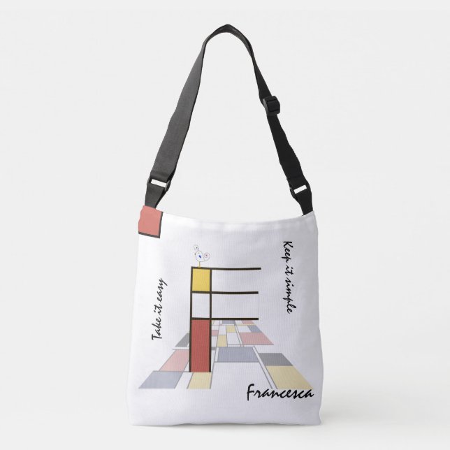Bolsa Ajustável Neoplasticismo Agradável Monograma de Arte. Letra  (Frente)