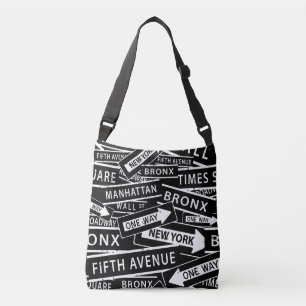 Bolsa Ajustável New York Street sinaliza padrão preto e branco