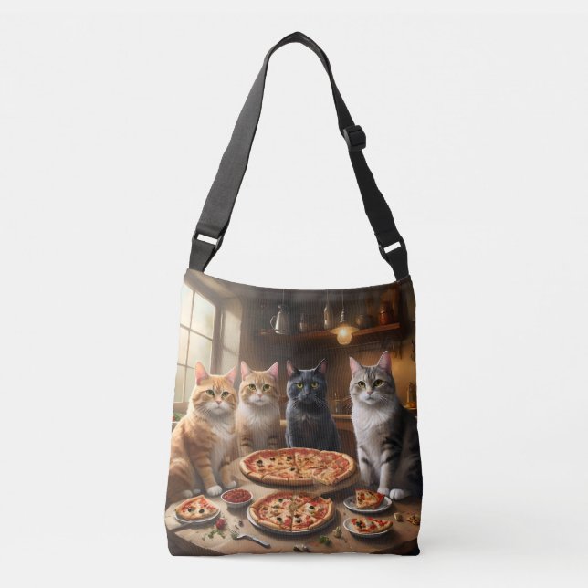 Bolsa Ajustável Noite de Pizza de Gato, (Frente)