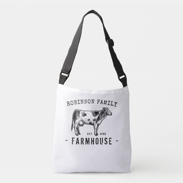 Bolsa Ajustável Nome da família Farmhouse Russe Dairy milk Cow (Frente)