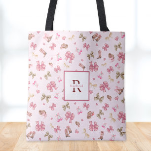Bolsa Ajustável Nome do Monograma da Coquette Pink Girly Cowgirl