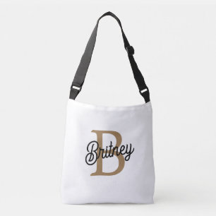 Bolsa Ajustável Nome do Monograma Elegante Moderno Script Dourado 