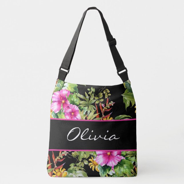 Bolsa Ajustável Nome Floral das Cores Tropicais (Frente)