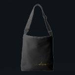 Bolsa Ajustável Nome Moderno do Monograma de Script Menino Dourado<br><div class="desc">Aniversário Dourado e Negro,  presente de chá de fraldas ou festa de solteira para alguém que ama luxo de óculos e estilos quicos.</div>