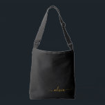 Bolsa Ajustável Nome Moderno do Monograma de Script Menino Dourado<br><div class="desc">Aniversário Dourado e Negro,  presente de chá de fraldas ou festa de solteira para alguém que ama luxo de óculos e estilos quicos.</div>