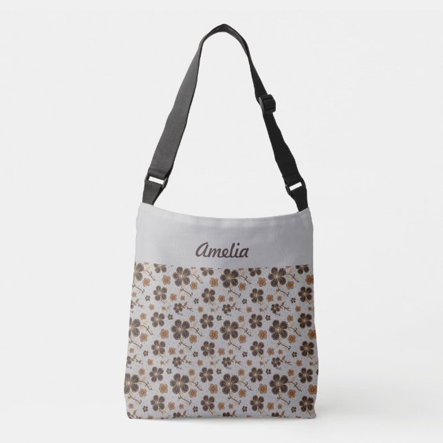 Bolsa Ajustável Nome natural da flor castanha de cinza clara (Frente)