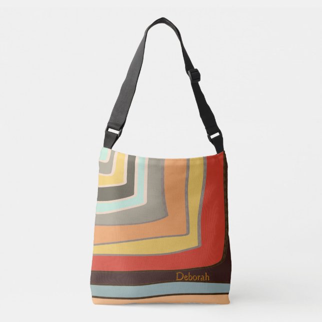 Bolsa Ajustável Nome Personalizado Blocos de Cores Aleatórias Ângu (Frente)