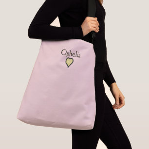 Bolsa Ajustável Nome Personalizado Coração Mínimo Preto e Rosa