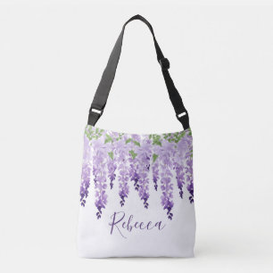 Bolsa Ajustável Nome Personalizado de Wisteria de Aquarela