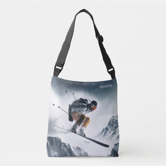 Bolsa Ajustável Nome Personalizado - esquiador Mountain (Frente)
