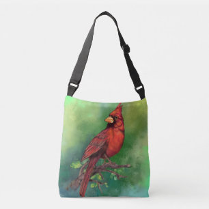 Bolsa Ajustável Norte Vermelho Cardinho Pássaro Crossbody Pintura