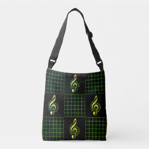 Bolsa Ajustável Notas da Bass de Música Preta e Verde