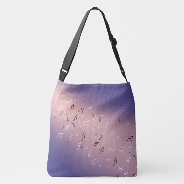 Bolsa Ajustável Notas Musicais no púrpura cor-de-rosa (Verso)