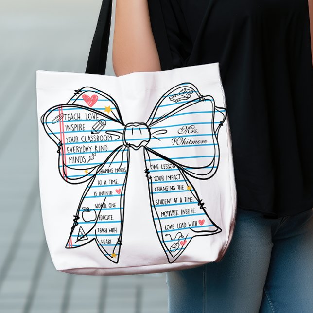 Bolsa Ajustável Notebook Bow Teacher Back to School Personalized (Criador carregado)